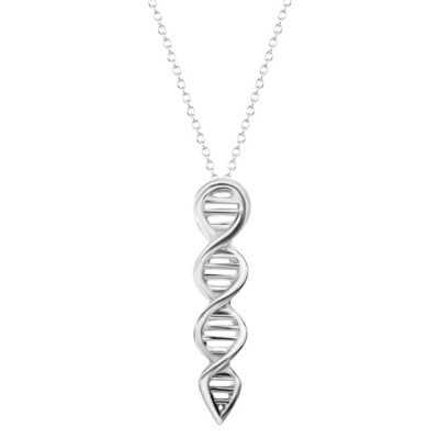 DNA Pendant Necklace Silver-Colored Bio Molecule Deoxyribonucleic Acid