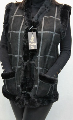 Unisex 100% Echtes Lammfell Shearling Leder Pelz Weste Jacke Men Damen Neu S-6XL - Picture 36 of 84