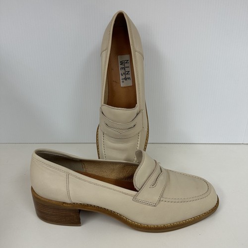 Nine West Womens 8.5M Kimmy Loafers Tan Casual Almond Toe Brazil Leather - Picture 4 of 13