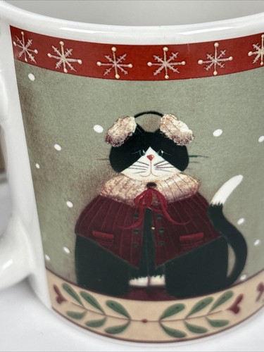 Sakura Fiddlestix Holiday Cats 4 PC Mug Set Traditional Christmas Kitties Ornate - Picture 5 of 11