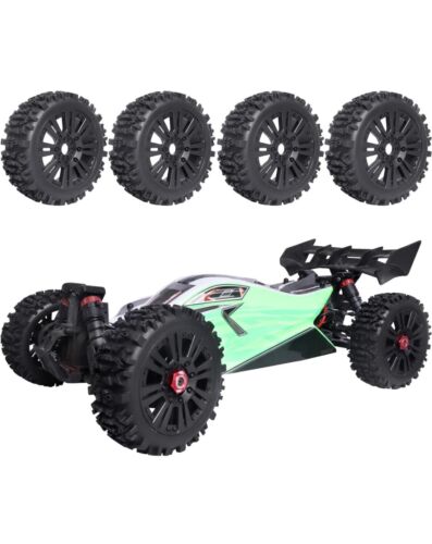 1/8 Scale RC Buggy Tires 17mm Wheels Glued Foam Arrma HPI HSP Talion Losi Redcat - Picture 9 of 10