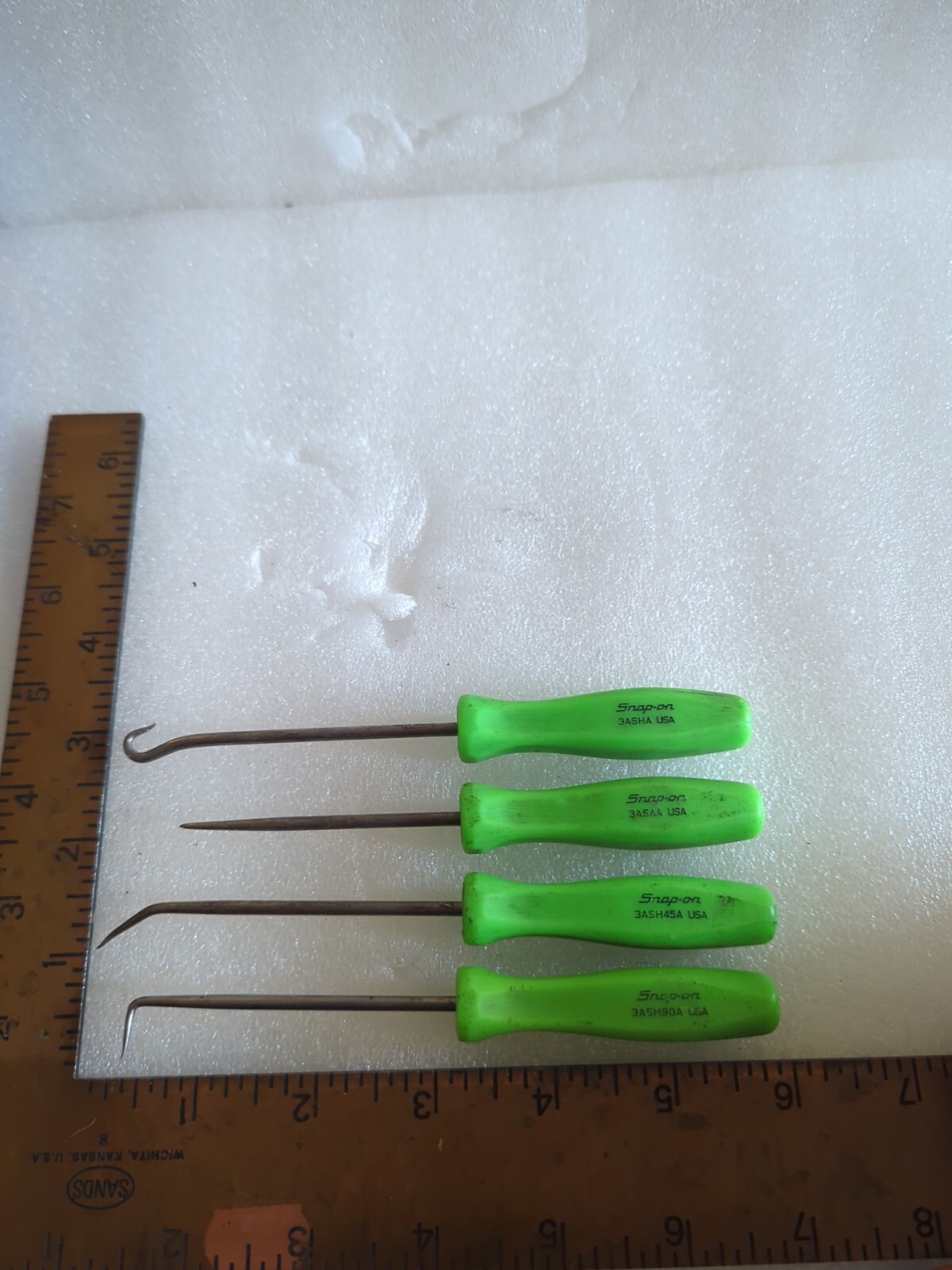 SNAPON TOOLS 4PC MINI PICK SET GREEN HARD HANDLES 3ASAA 3ASH90A,3ASHA