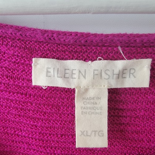 Eileen Fisher Short Sleeve Sweater Ribbed Sz XL Linen/Cotton Purple Beachy boxey - Picture 7 of 7