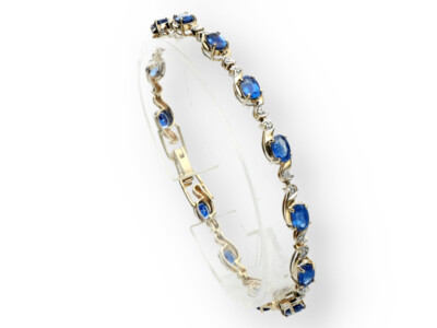 Saphir Diamant Armkette Armband Damen in 375 Gelbgold