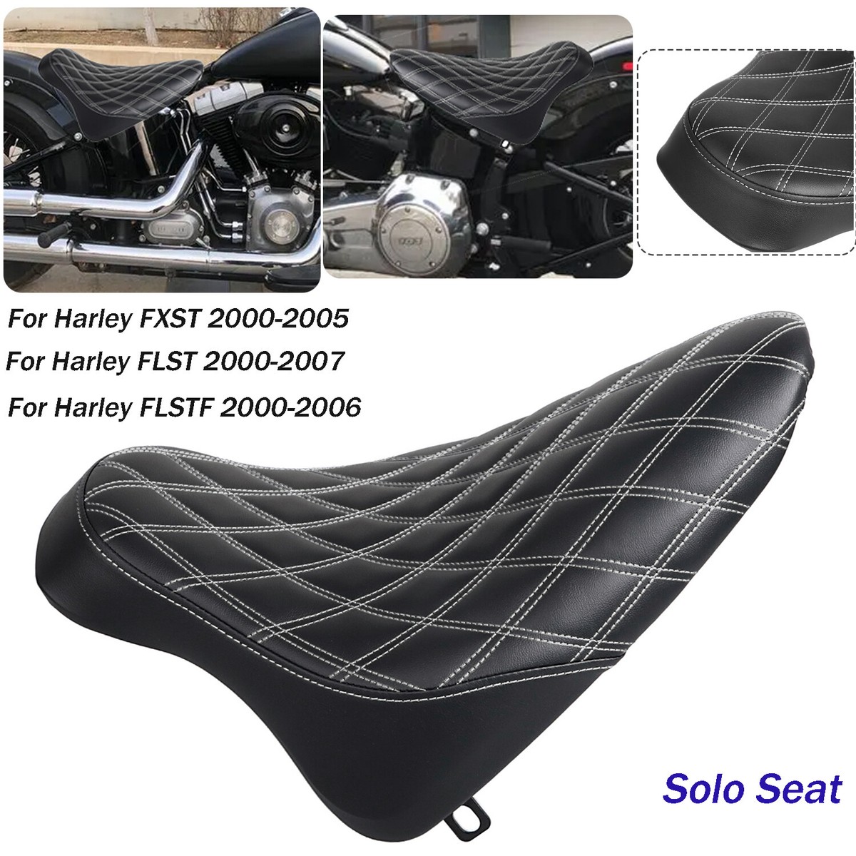 Driver Solo Seat Fit For Harley 00-07 Heritage Softail FXST Fat