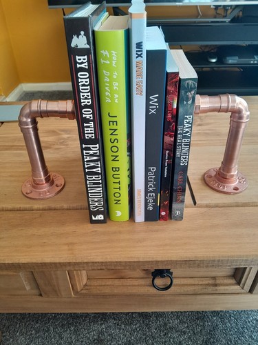Farmhouse Style pair of Book Ends / Industrial 100% 22mm copper pipe - Picture 2 of 6