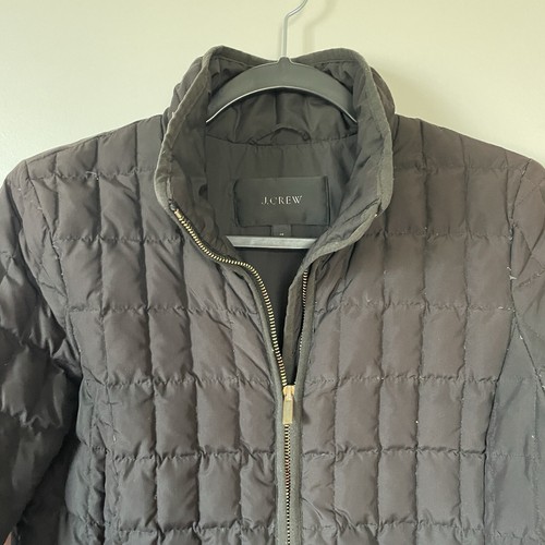 J. Crew Down Puffer Jacket size XS Preppy Quilted Design High Collar Dark Brown - Picture 11 of 17