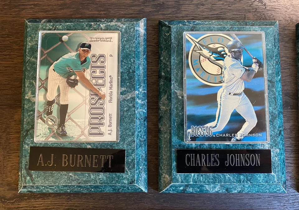 6 placas de beisebol Florida Marlins Sheffield Burnett RC Fernandez Auto Renteria - Imagem 3 de 4