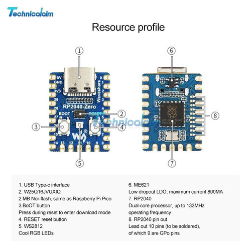 Raspberry Pi RP2040-Zero Microcontroller PICO Development Board RP2040 Dual Core - Bild 9 von 19