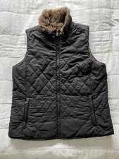Womens B C Clothing Black Puffy Fake Fur Lined Gilet Jacket Size Large