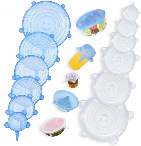 Magic Stretch Silikon Lebensmittel Aufbewahrung Schüssel Abdeckung Wraps Dichtungen wiederverwendbarer Deckel 6 oder 12 - Bild 4 von 23