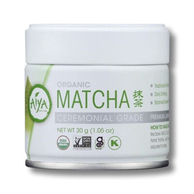 AIYA:ORGANIC MATCHA, CEREMONIAL JAPAN. GREEN TEA, 30g + Matcha Latte Cafe, 3,5oz