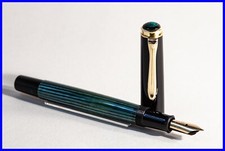 1950s Pelikan 400 Piston Filler in Green Black Striped with EF 585 Gold Nib