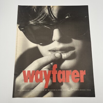 Ray-Ban Wayfarer Sunglasses 1991 Vtg Print Ad 9.75''x12'' fashion model close up