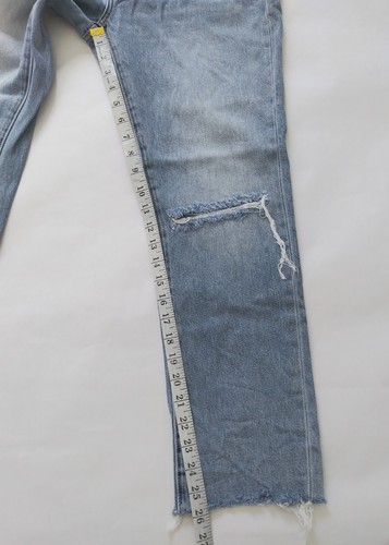 Current Elliott Women's 28 Jeans Blue Denim Straight Leg Raw Hem Ripped Distress - Picture 10 of 12