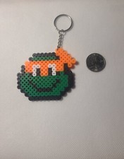 Perler Bead Keychain Teenage Mutant Ninja Turtles Michelangelo HOMEMADE TMNT