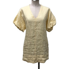 Banana Republic Shift Dress Womens Small Petite Bubble Sleeve Yellow Coquette
