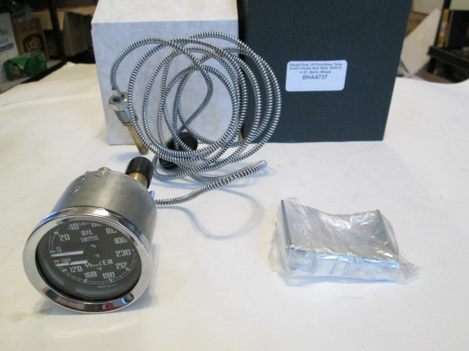New 52MM Genuine Smiths Gauge Dual Oil Pressure Water Temp F Made in UK BHA4737 - Image 2 of 2