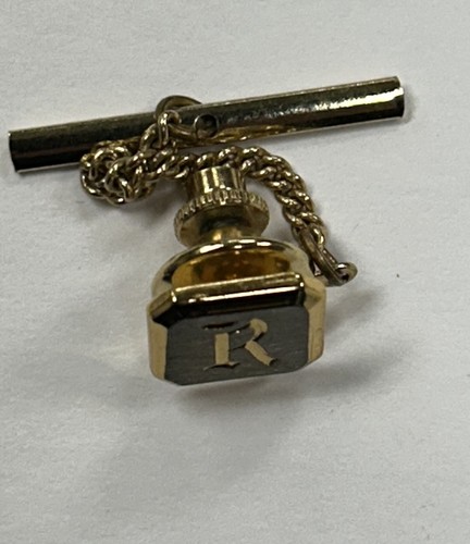 R Monogram Initial Letter Vintage Tie Tack Lapel Pin - Picture 3 of 3