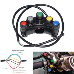 Motorcycle ATV 7//8/" 12V Handlebar Headlight Horn ON OFF Start Kill Switch-Gray