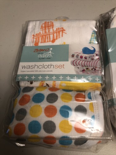 Zutano By Aden + Anais Hooded Towel and Washcloth Set “Sunday Drive” For Boy - Picture 4 of 8