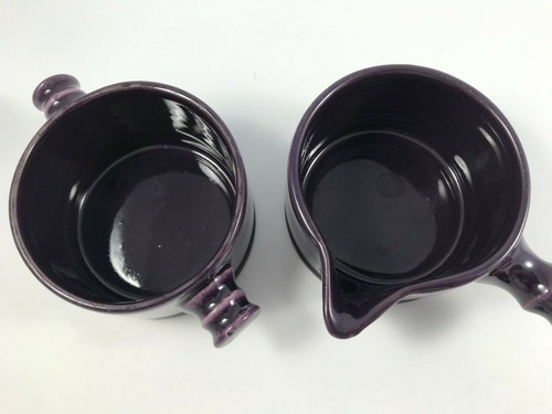 Vintage CERAMANO W. GERMANY LILA PFLAUME SAHNEKÄNNCHEN & DECKELZUCKER Set - MCM KERAMIK - Bild 5 von 11