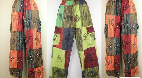 Patchwork UNISEX Baumwollhose Hippie Boho Yogahose Festival Combat Cargo S46 - Bild 1 von 10