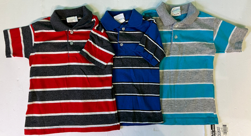 Rustler Lot of 3 Boys Shirts Tops S-8 Striped Red Blue Vintage 1980's USA-C7