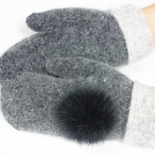 Winter Women's Warm Gloves with Ball Double Layer Thickened Wool Gloves