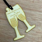 PERSONALISED Wooden Double Champagne Glass Anniversary Gift Tag GT09