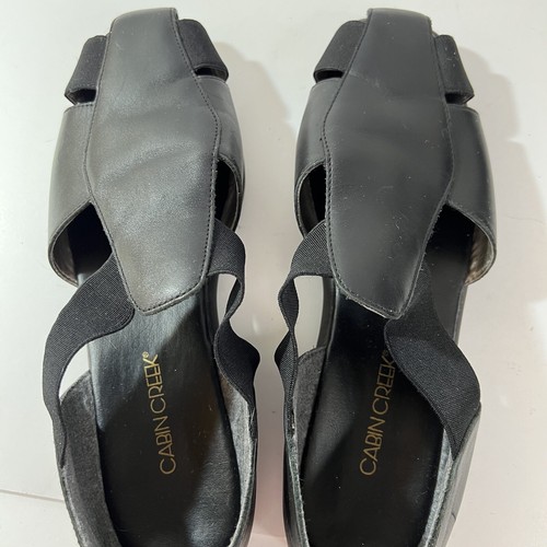Cabin Creek Womens Sandal Shoes Size 9.5 Black Leather Flats Comfy Vintage - Picture 12 of 12