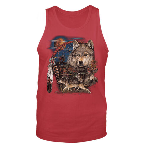 Canotta Tribesman Wolf Dreamcatcher fauna selvatica piuma animale grafica - Foto 6 di 8