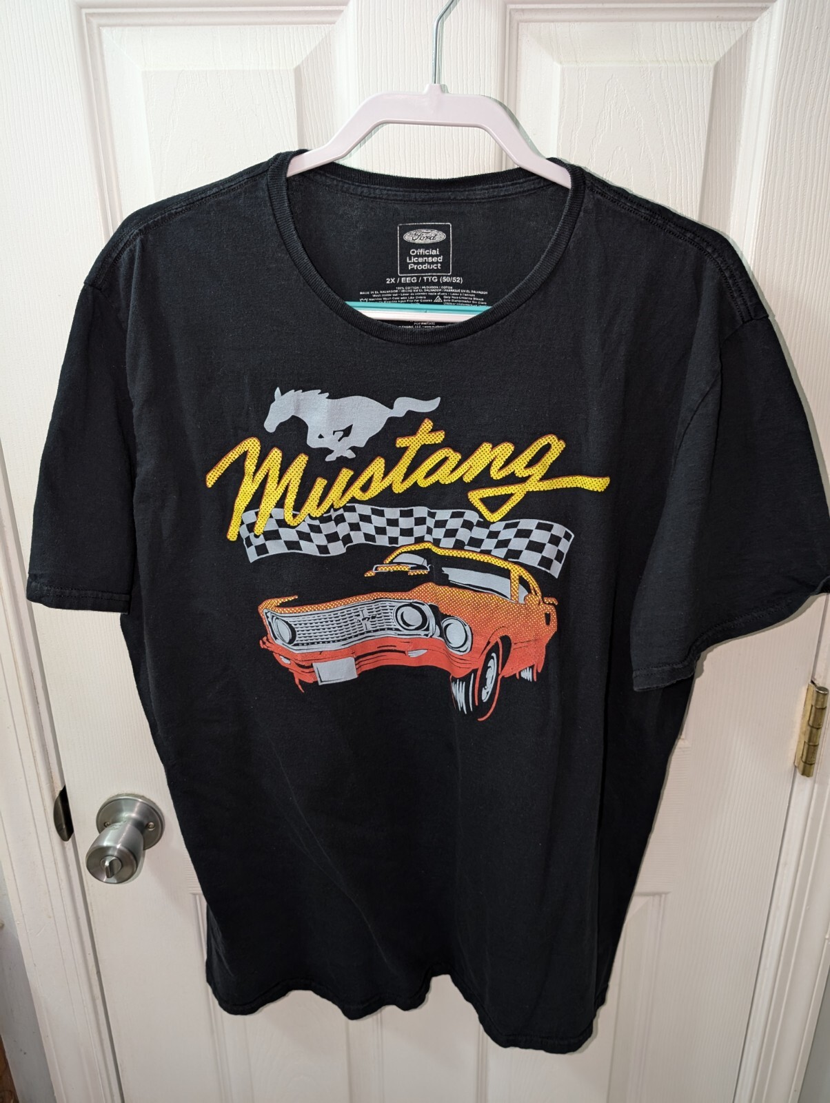 PONY T shirt nera ufficiale manica corta Ford Mustang taglia 2XL