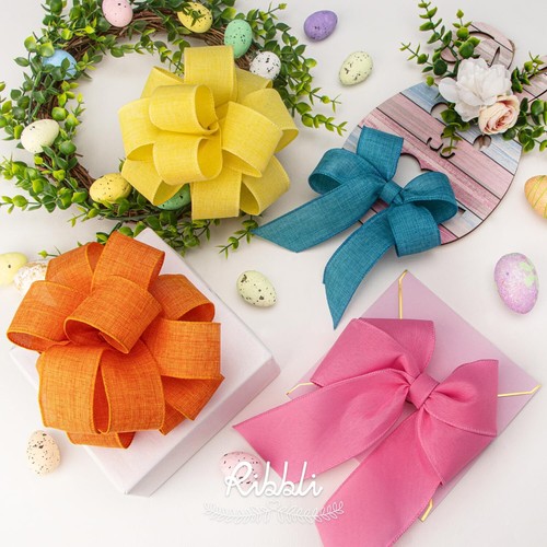 Turquoise Blue Burlap Wired Ribbon 1-1/2 Inch 10 Yards Easter Wreaths - Picture 4 of 4