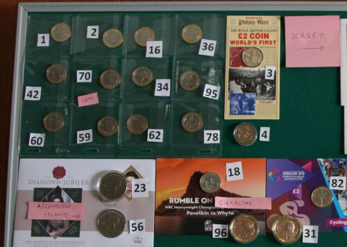 2€ monete per 10gbp PER COIN leggere descrizione UK JERSEY GUERNSEY IOM due sterline - Foto 2 di 10