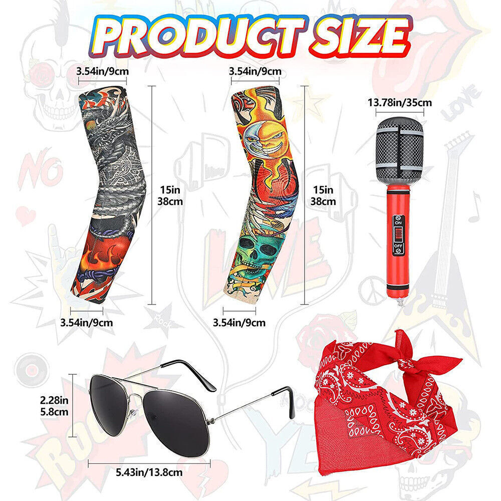 Men's Rock Star Heavy Metal Rockstar Accessory Set 70s 80s Disco Music ...