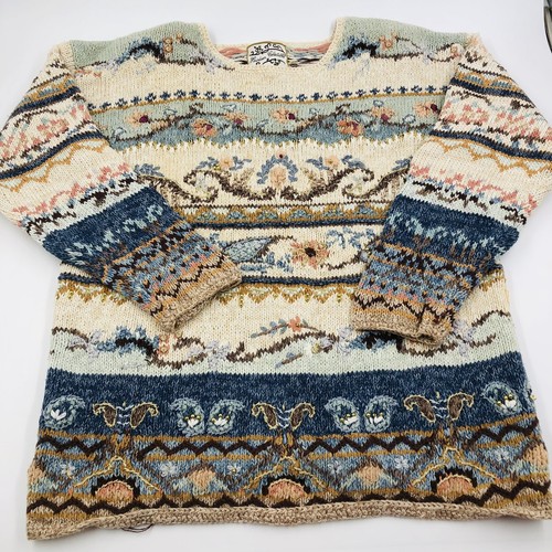 Vtg Heirloom Collectibles Womens Sz L Sweater Floral Beaded 90s Granny Cottage - Picture 1 of 15