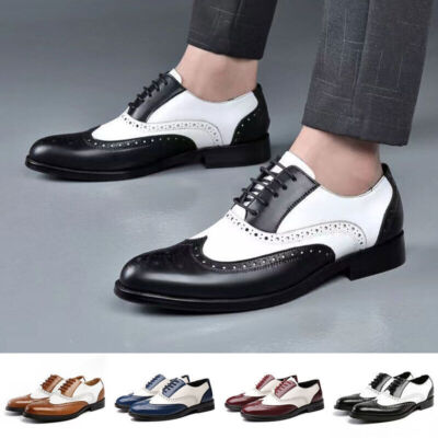 Herren Männer Oxfords Schnüren Brogues Flügelspitzen Büro Lässig Lederschuh