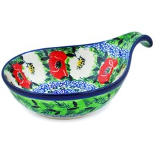 Polish Pottery Condiment Dish 7" Ceramika Artystyczna Poppy Beauty UNIKAT