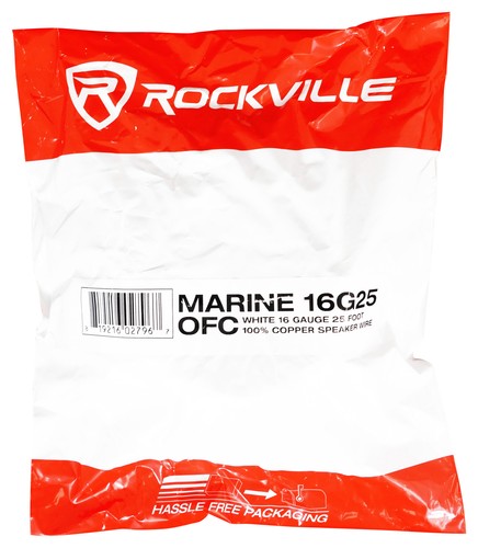 Rockville MARINE 16G25 OFC 16 Gauge 25 Foot 100% Copper Speaker Wire White - Picture 2 of 2