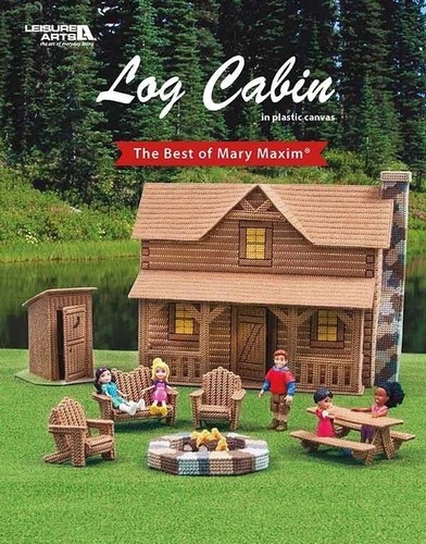 Plastic Canvas Pattern Book LOG CABIN Doll House ~ Furniture, Outhouse, Rug ++ - Picture 6 of 6