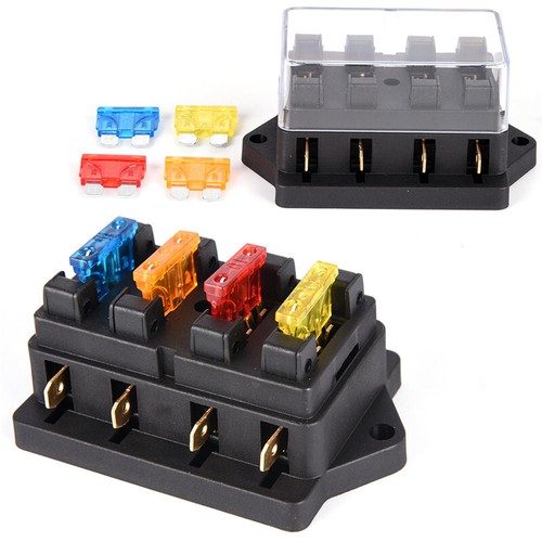 Car 4 Way Circuit Standard ATO Blade Fuse Box Block Holder 12V/24V+4 Way Fus-b - Picture 4 of 11
