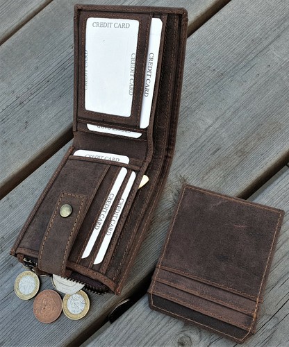 Real Leather Mens Wallet, Handmade Pure Leather Wallet for Men, Gift Bag Packed - Picture 9 of 60