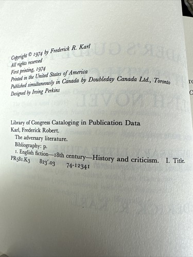 Eighteenth Century English Novel, Frederick R. Karl 1974 - Foto 8 di 8