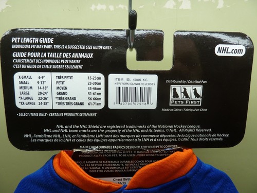 NY Islanders Pet Jersey Official NHL Licensed Hockey Extra Small Dog Jersey - Picture 6 of 10