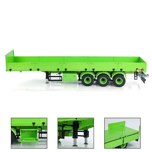 1/14 Metal Trailer 3 Axles Manual Lifting Legs W/Lights for RC Tractor Truck DIY - Picture 1 of 12
