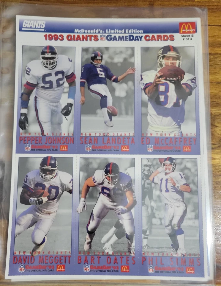 Футбольные карточки 1993 FLEER McDonalds NFL Gameday 15 листов ОГРАНИЧЕННОЕ ИЗДАНИЕ КАК НОВЫЕ - Изображение 2 из 4