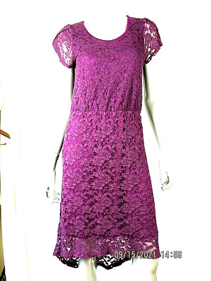 EURISHOP SZ S/M Cabernet Burgundy 2 Layers Lace Pull Over Head Tunic Dress