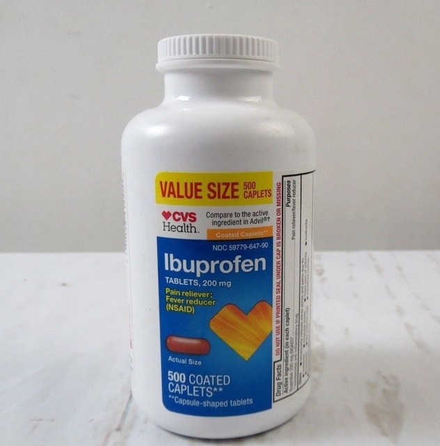 CVS Health Pain Relief Ibuprofen Coated Tablets 200mg 1000 Ct Exp.12/