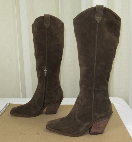 NUEVO Vince Camuto Afelia Rodilla Alta Gamuza Cuero Bota EE. UU. 11/EUR 43 Marrón Cremallera Lateral - Imagen 8 de 12